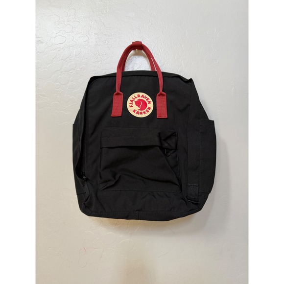 Fjallraven Handbags - Fjallraven Kanken Backpack Black with Ox Red Straps 23510 Classic Daypack